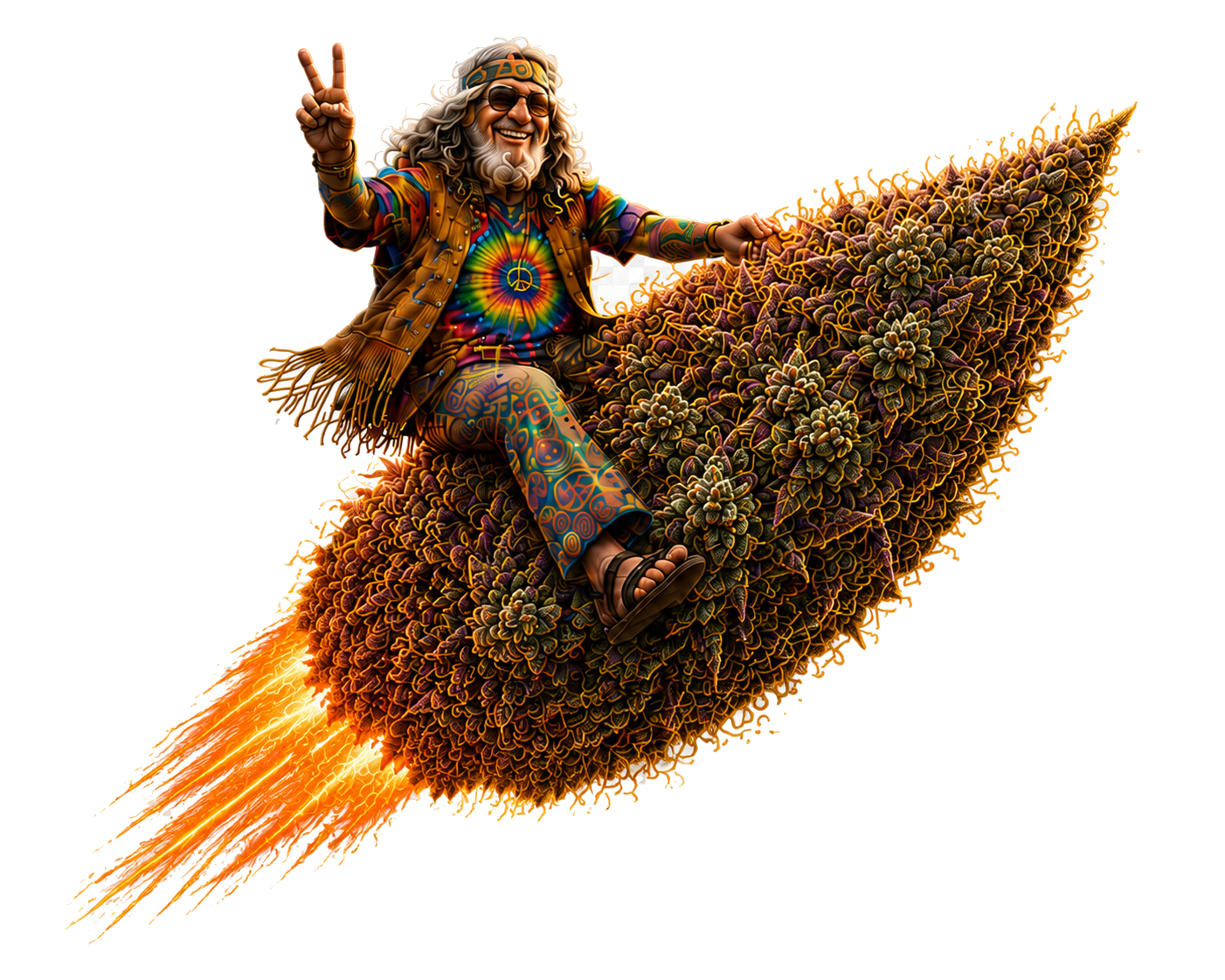 Rainbow Joe flying toward the farm and waving
